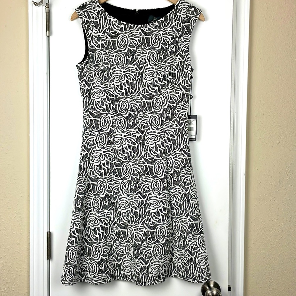 Adrianna Papell Jacquard Knit Fit and Flare Dress
